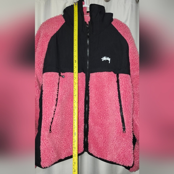 STÜSSY Sherpa Paneled Hooded Jacket Pink (Unisex) - Picture 8 of 14